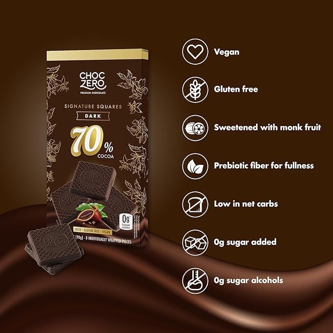 ChocZero Premium Keto Chocolate Bark & Squares 90g