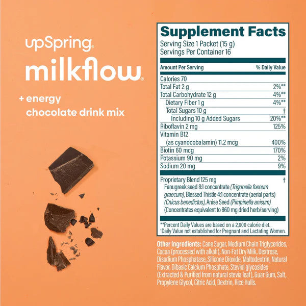 UpSpring Chocolate Milkflow Drink Mix, 16 Packets