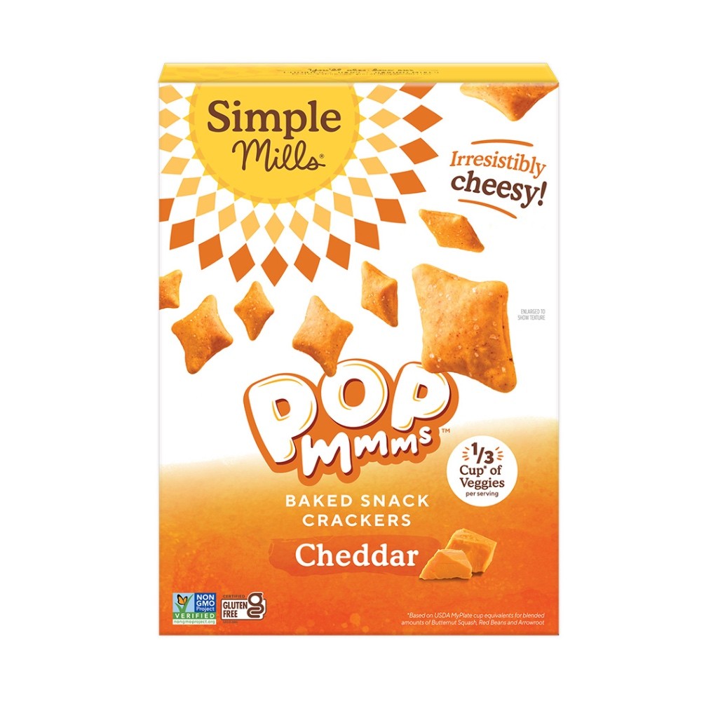 Simple Mills Cheddar Pop Mmms Baked Snack Crackers 113g