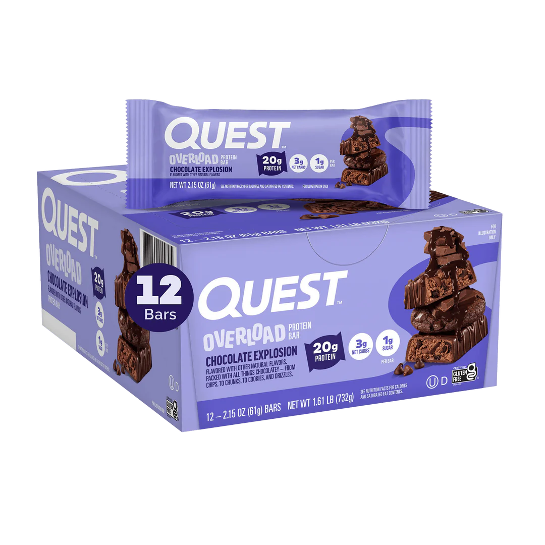 Quest Nutrition Overload Chocolate Explosion Protein Bar 61g, 1 Bar