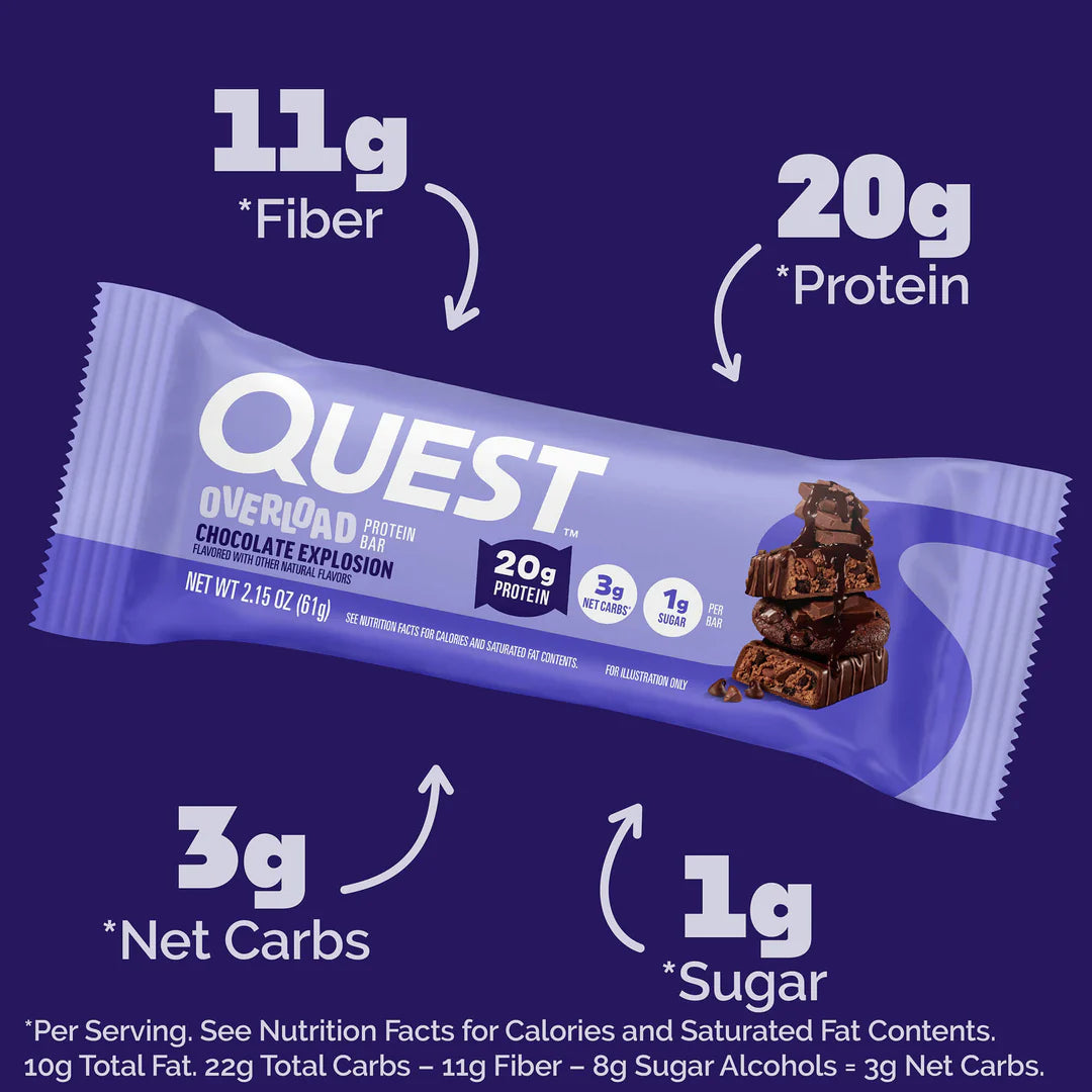Quest Nutrition Overload Chocolate Explosion Protein Bar 61g, 1 Bar