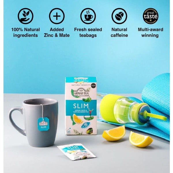 Ahmad Tea "Slim" Lemon, Mate & Matcha Green Tea, 20 Tea Bags