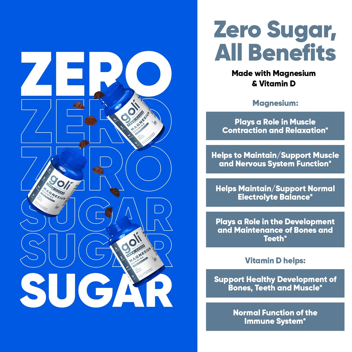 Goli Nutrition Magnesium Zero Sugar, 60 Gummies