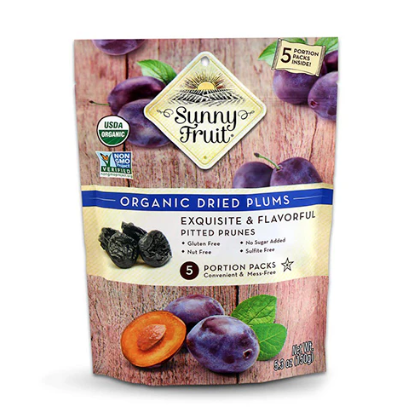 Sunny Fruit Organic Dried Plums, 5 Portion Packs