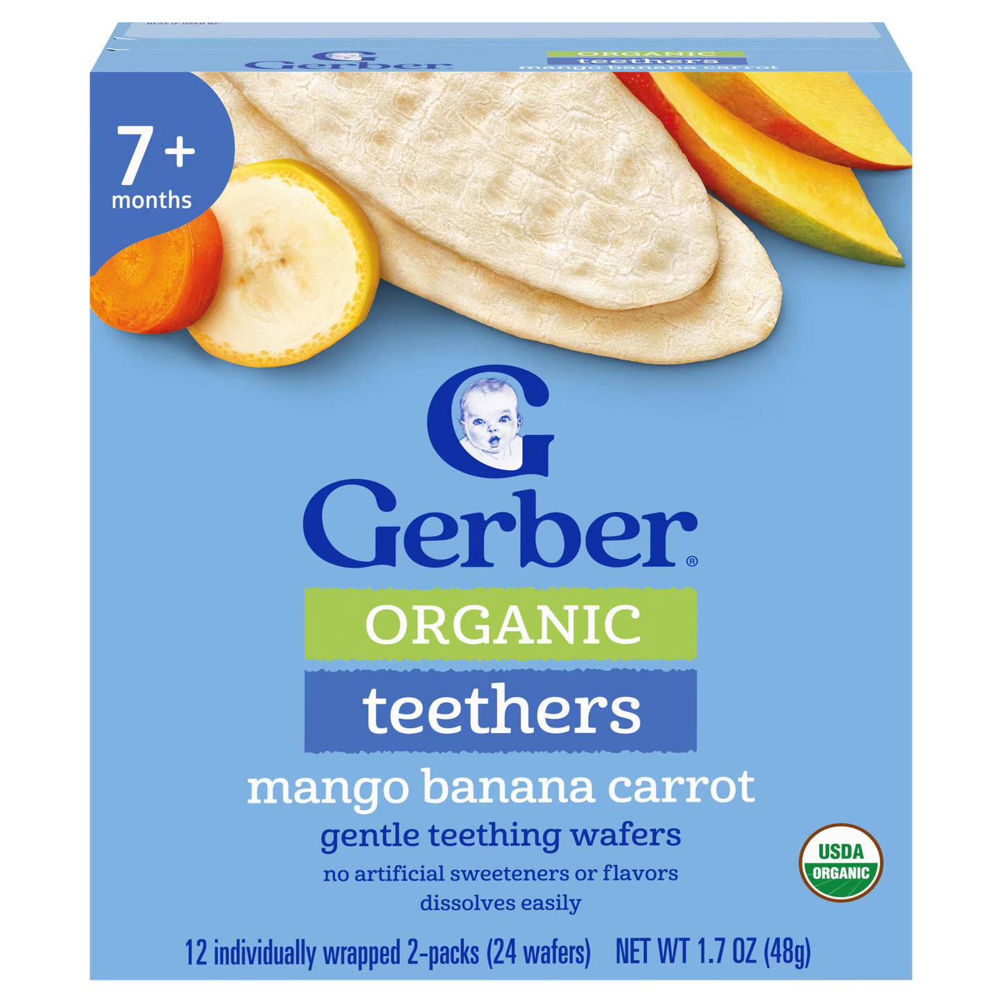 Gerber Organic Teethers Gentle Teething Wafers, 24 Wafers