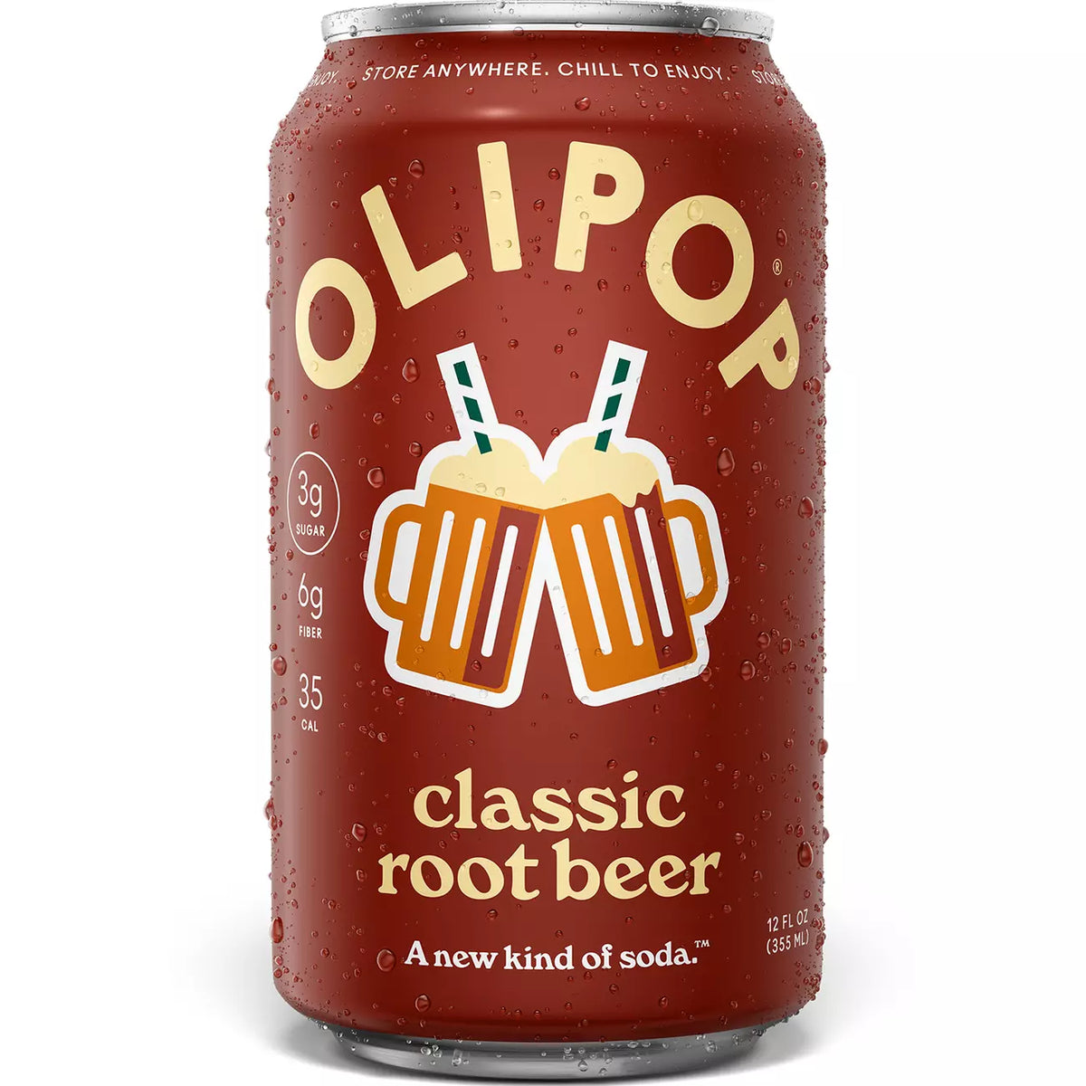 Olipop Classic Root Beer Prebiotic Soda 355ml