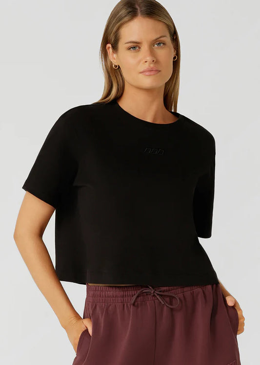 Lorna Jane Black Go-To Classic Crop T-Shirt