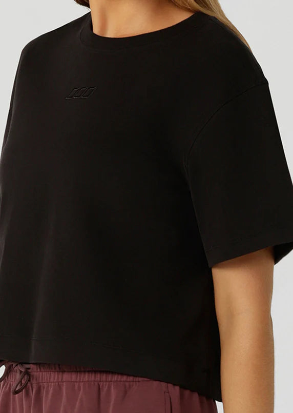 Lorna Jane Black Go-To Classic Crop T-Shirt