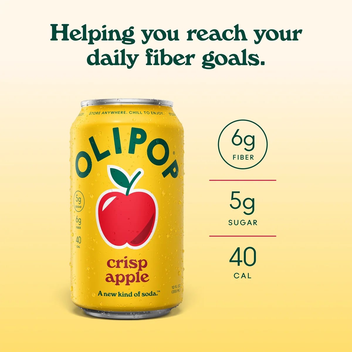 Olipop Crisps Apple Prebiotic Soda 355ml