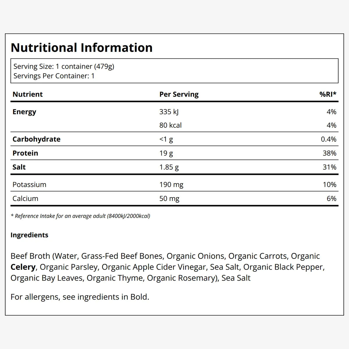 Kettle & Fire Classic Beef Bone Broth 479g