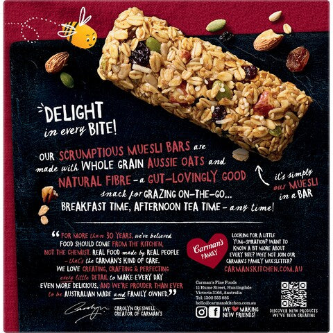 Carman's Muesli Bars Classic Fruit & Nut, 6 Bars