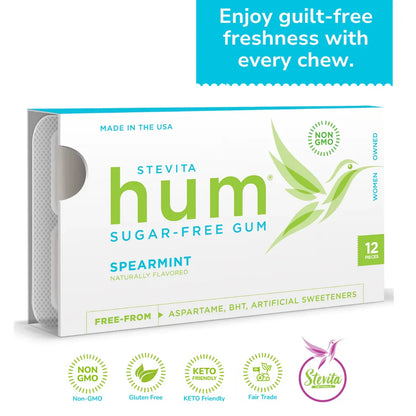 Stevita Hum Spearmint Sugar-Free Gum, 12 Pieces