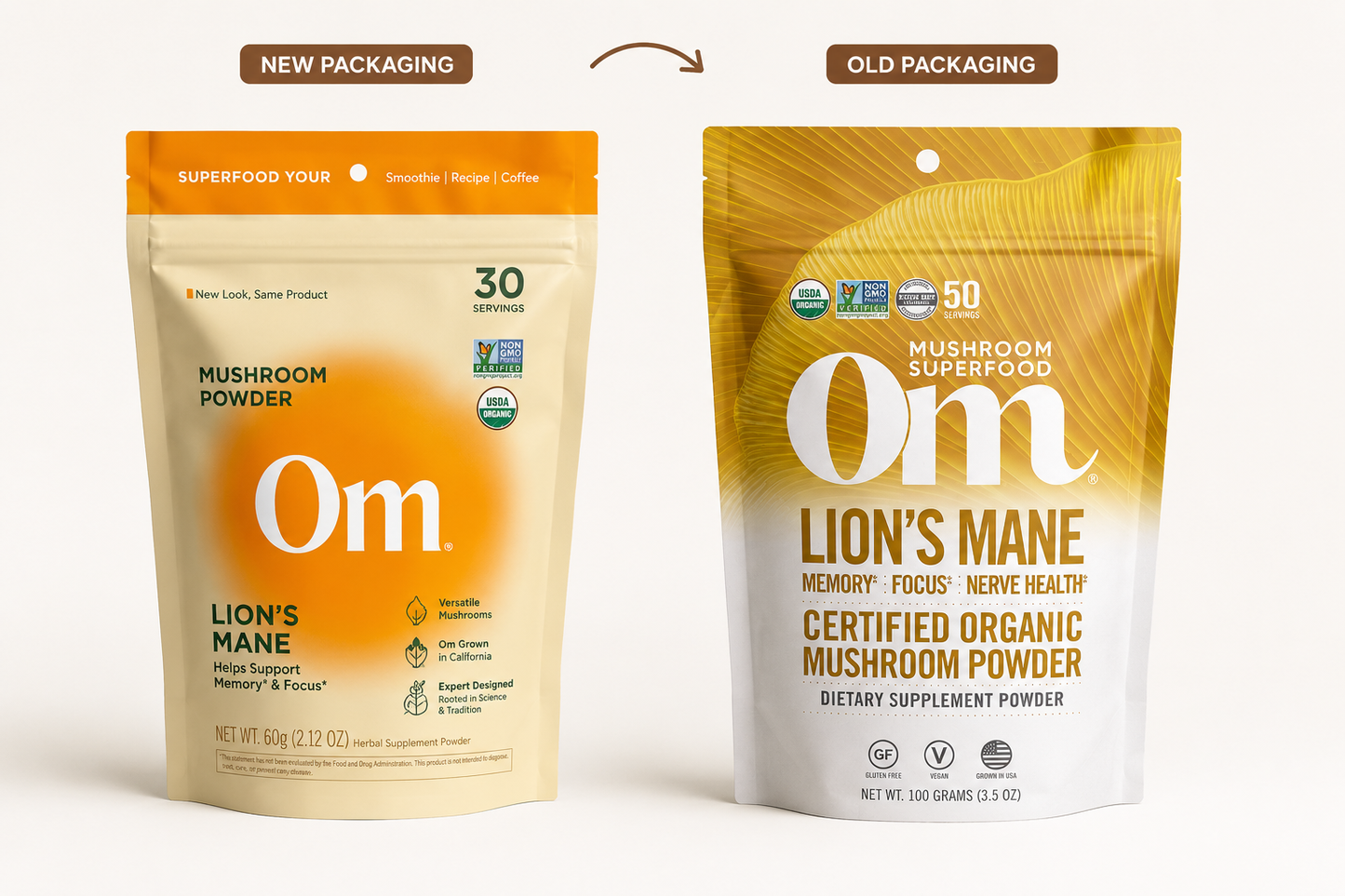 Om Lion's Mane Organic Mushroom Powder 100g