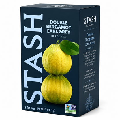 Stash Double Bergamot Earl Grey Black Tea, 18 Tea Bags
