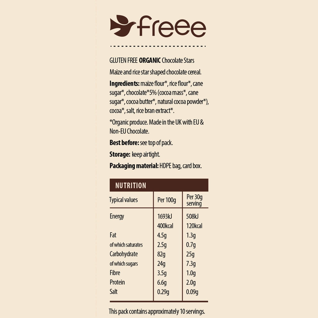 Freee Gluten-Free Chocolate Stars Cereal 300g