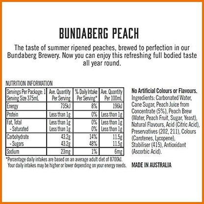 Bundaberg Peach Sparkling Drink 375ml