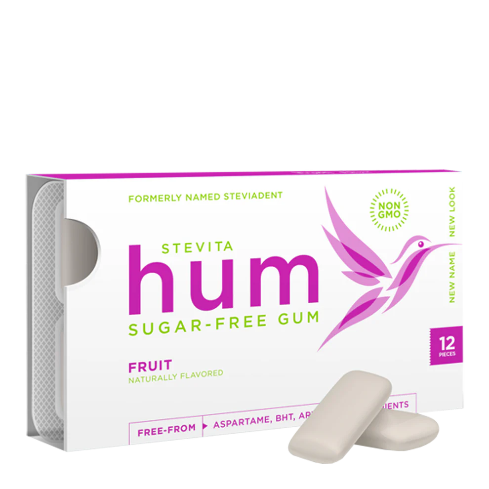 Stevita Hum Fruit Sugar-Free Gum, 12 Pieces