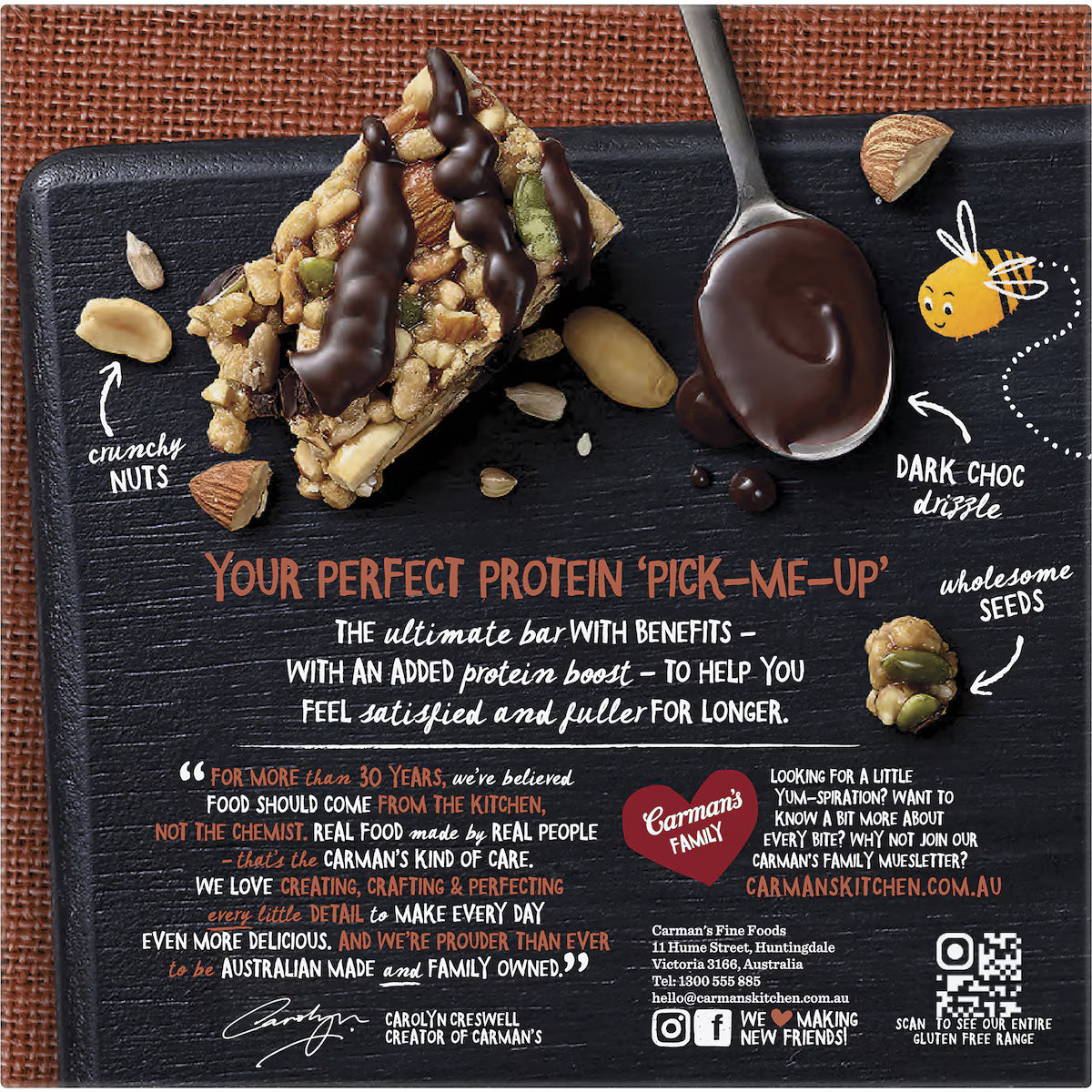 Carman's Protein Bars Salted Dark Choc & Almond, 5 Bars