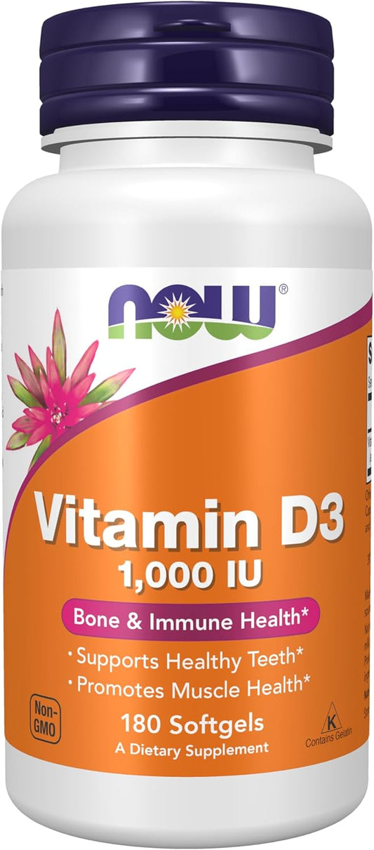 Now Foods Vitamin D-3 1,000 IU, 180 Softgels