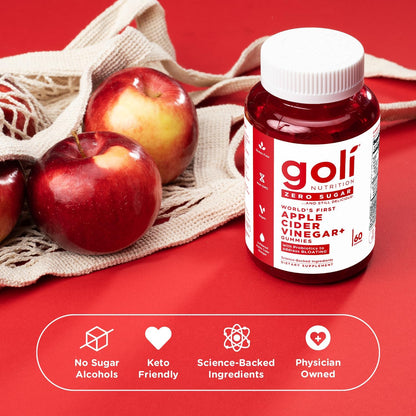 Goli Nutrition Apple Cider Vinegar+ Zero Sugar, 60 Gummies
