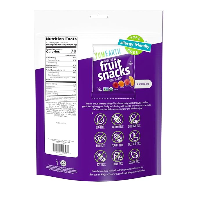 YumEarth Assorted Fruit Snacks, 10 Snack Packs