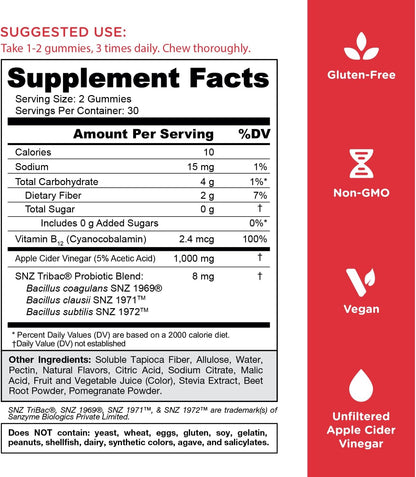 Goli Nutrition Apple Cider Vinegar+ Zero Sugar, 60 Gummies