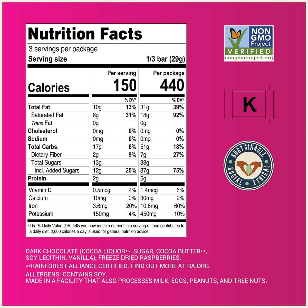 Chocolove Raspberries in Dark Chocolate 88g