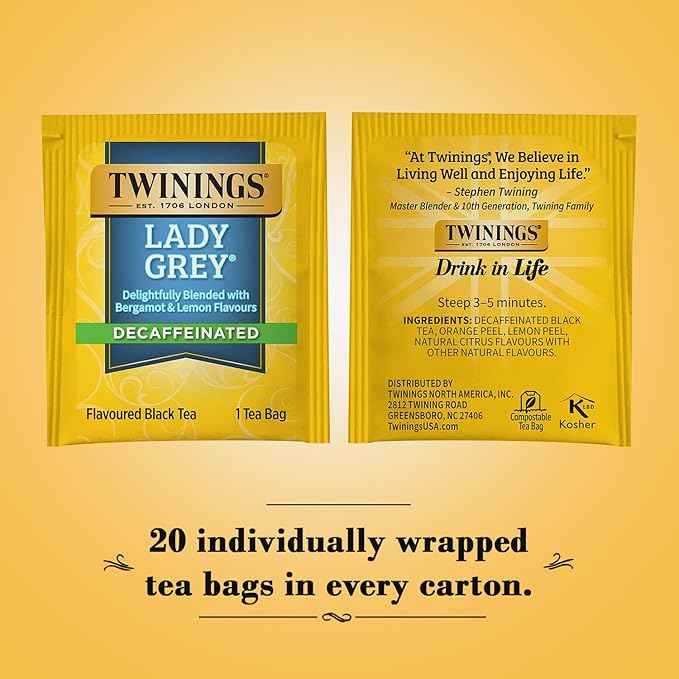 Twinings Lady Grey Decaf Black Tea, 20 Tea Bags