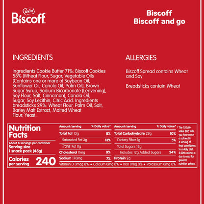 Lotus Biscoff & Go, Cookie Butter and Breadsticks 45g