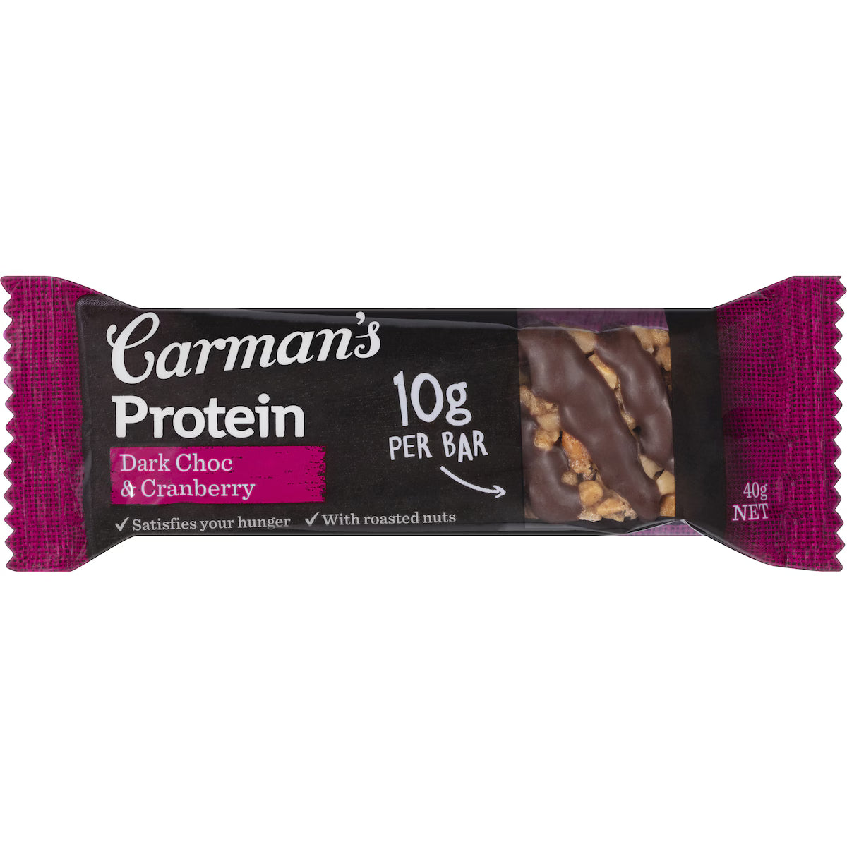 Carman's Protein Bars Dark Choc & Cranberry, 5 Bars
