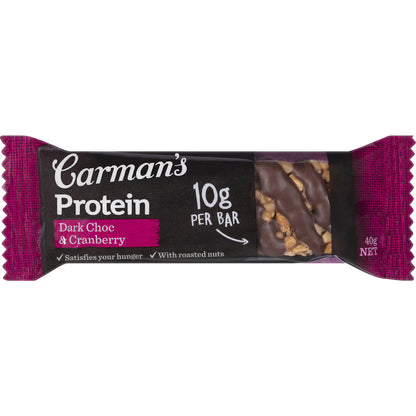 Carman's Protein Bars Dark Choc & Cranberry, 5 Bars