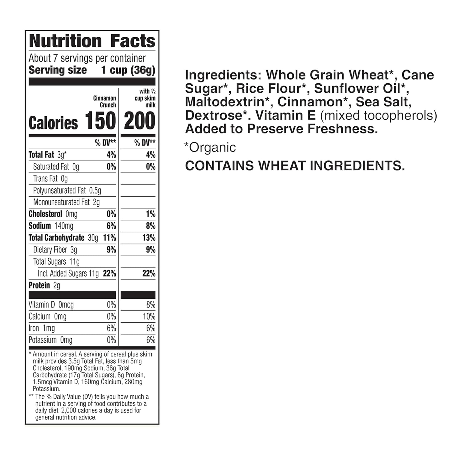 Cascadian Farm Organic Cinnamon Crunch Cereal 260g