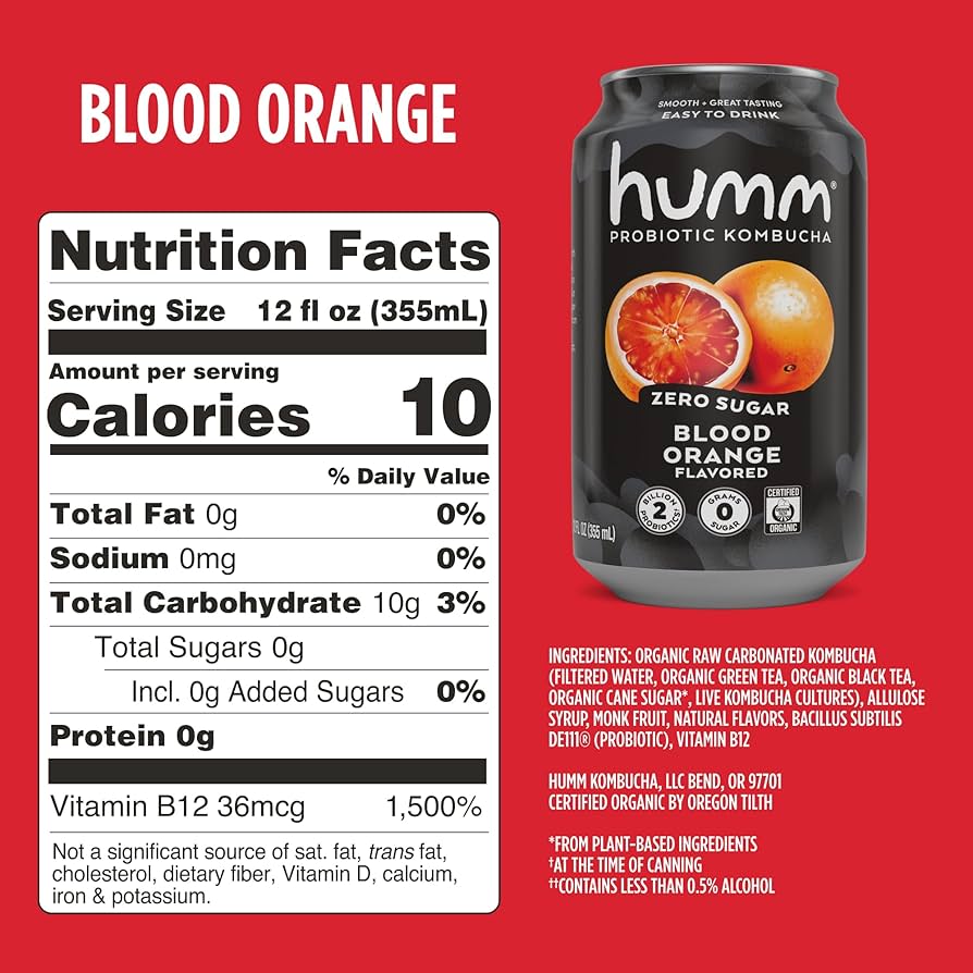 Humm Probiotic Kombucha Blood Orange 355ml