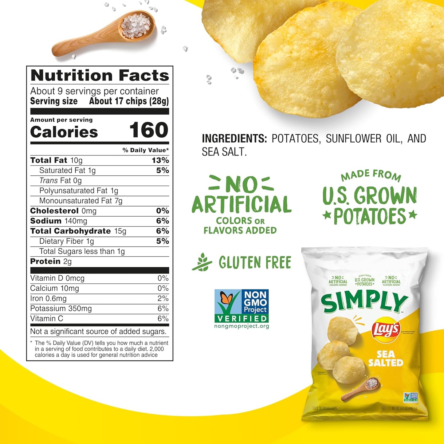 Lay's Simply Sea Salted Potato Chips 240.9g