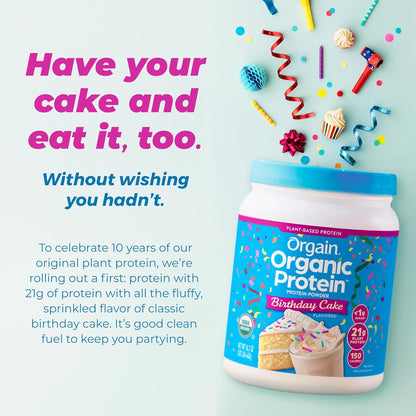 Orgain Organic Birthday Cake Protein Powder 462g