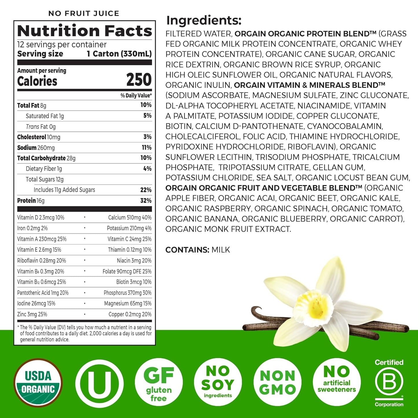 Orgain Organic Nutrition Shake 330ml