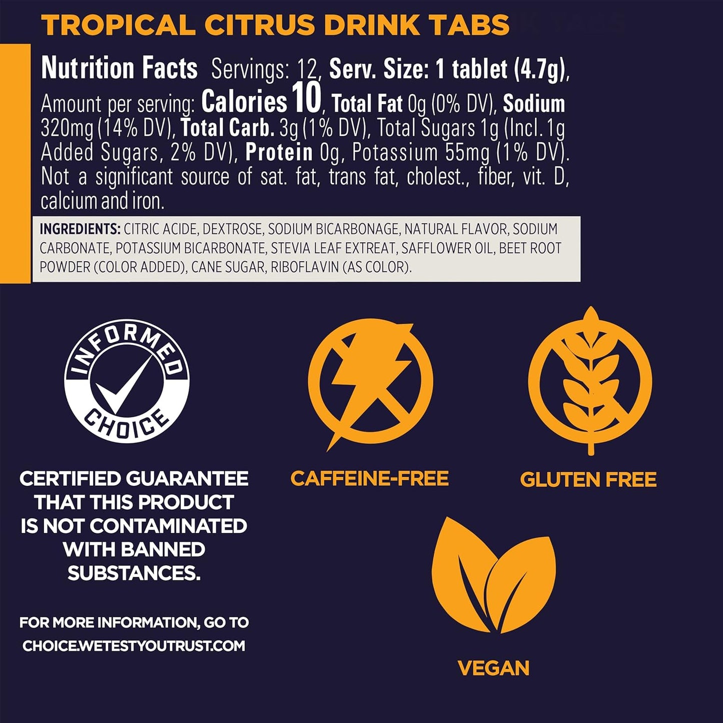 GU Tropical Citrus Hydration Drink, 12 Tablets