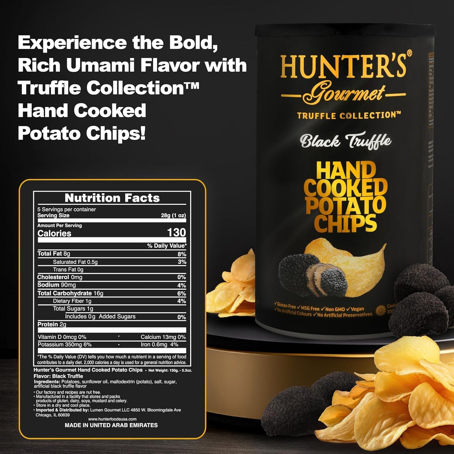 Hunter's Gourmet Black Truffle Hand Cooked Potato Chips 150g