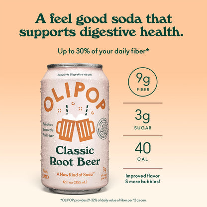 Olipop Classic Root Beer Prebiotic Soda 355ml