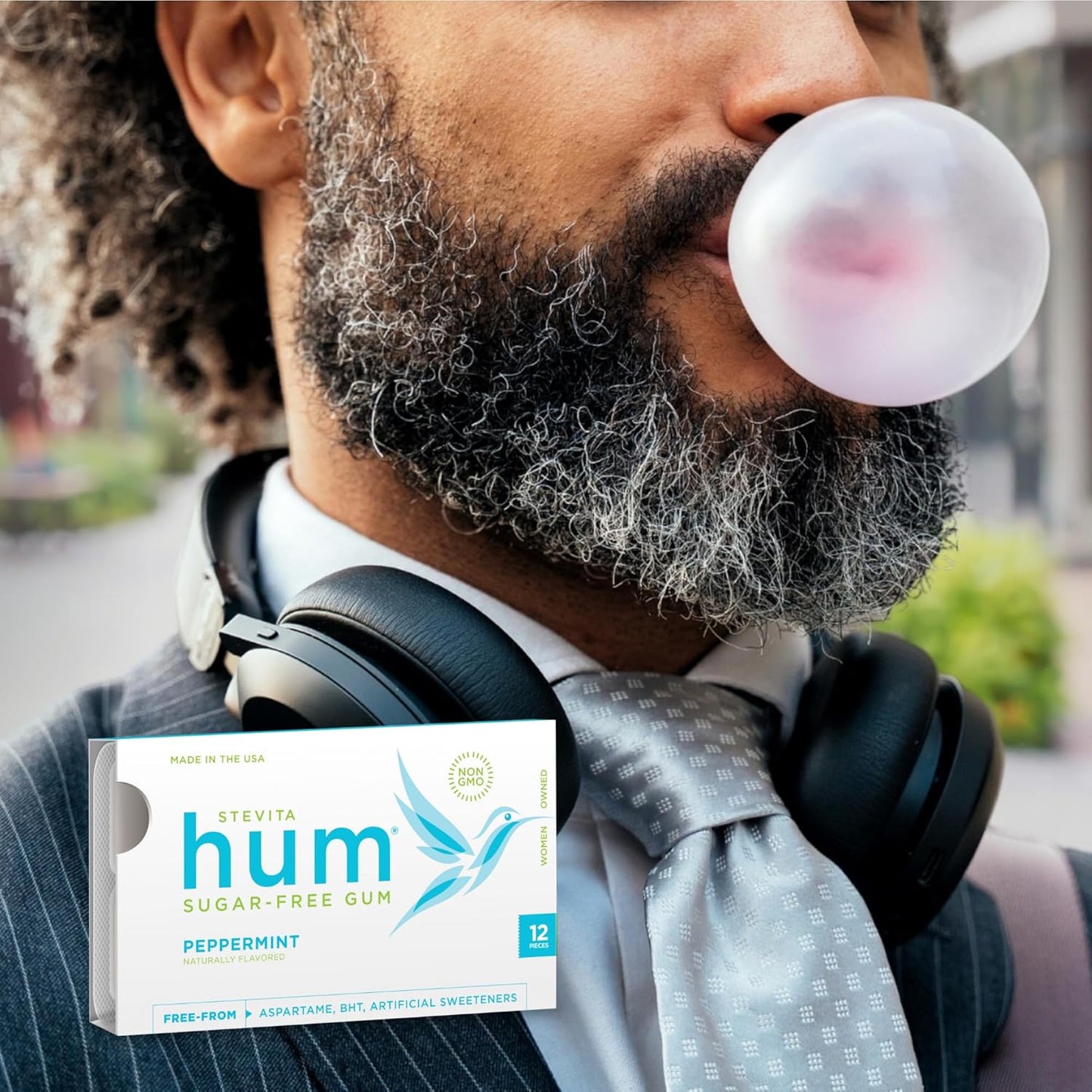 Stevita Hum Peppermint Sugar-Free Gum, 12 Pieces