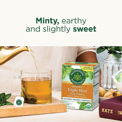 Traditional Medicinals Organic Triple Mint Daily Probiotic, 16 Tea Bags