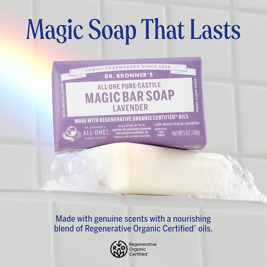 Dr. Bronner's Lavender Pure-Castile Magic Bar Soap 140g