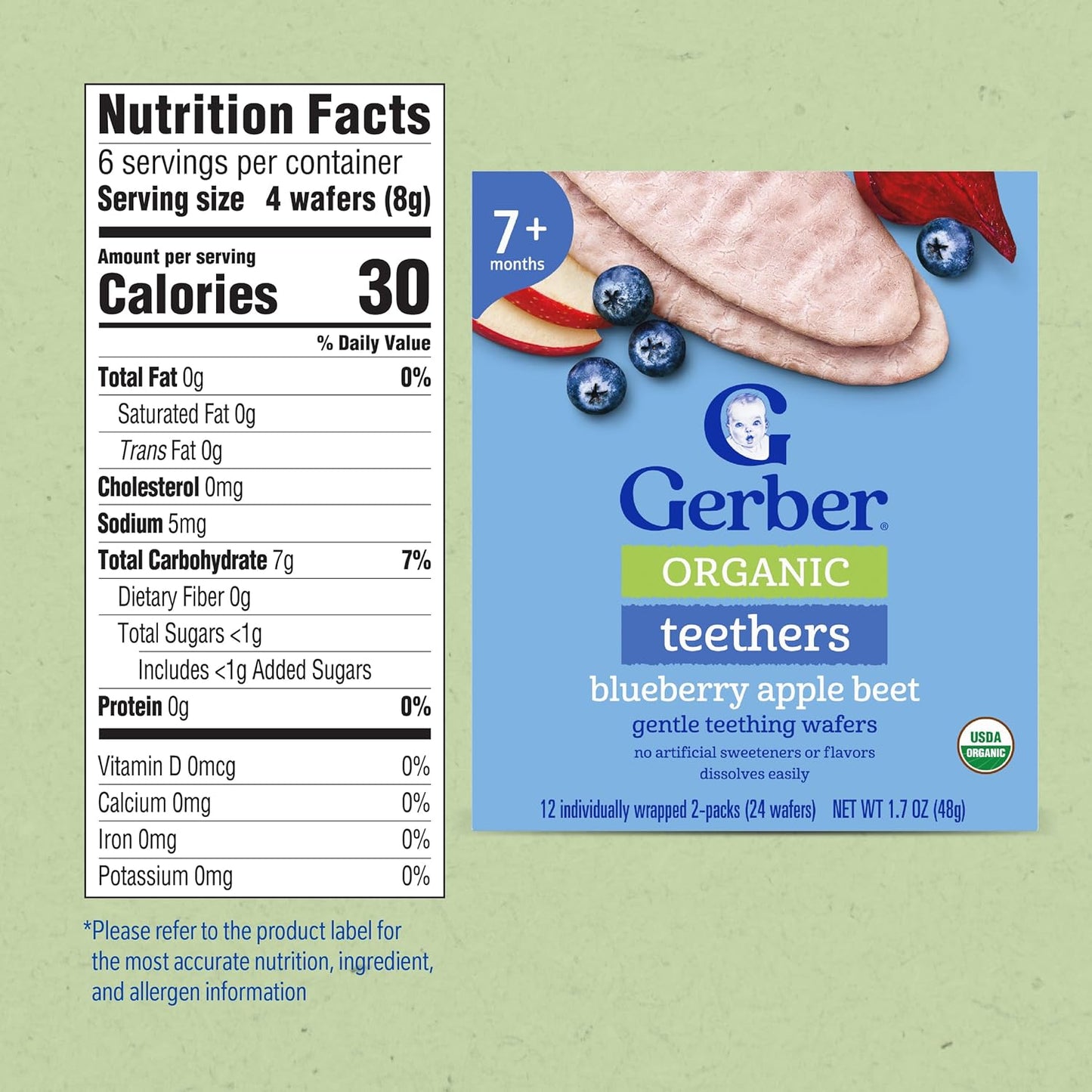 Gerber Organic Teethers Gentle Teething Wafers, 24 Wafers