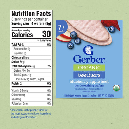 Gerber Organic Teethers Gentle Teething Wafers, 24 Wafers