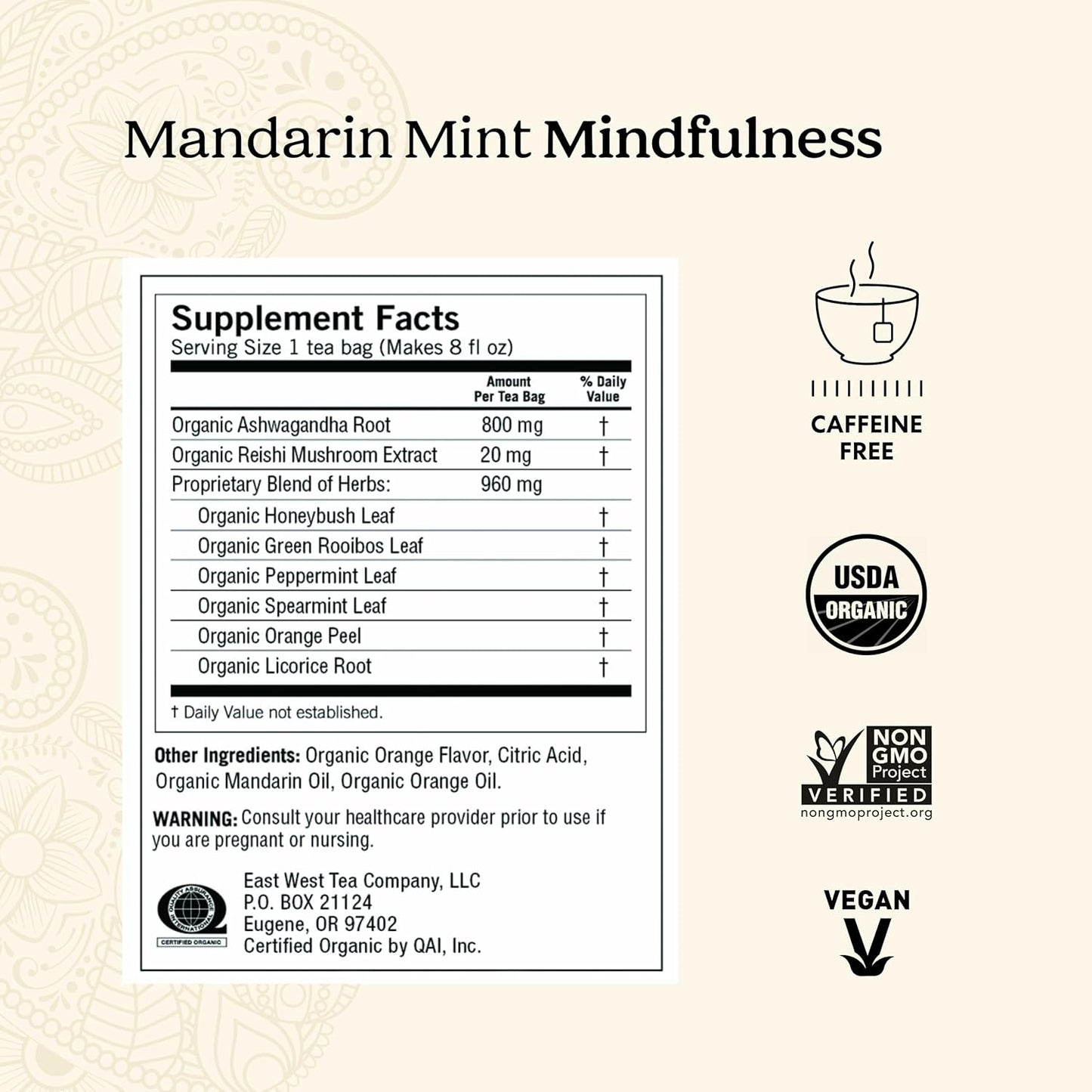 Yogi Mandarin Mint Mindfulness Tea, 1 Sachet