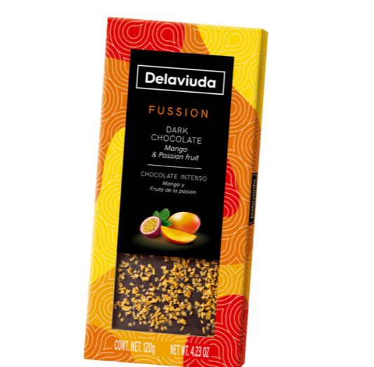 Delaviuda Fussion Dark Chocolate 120g- Mango & Passionfruit