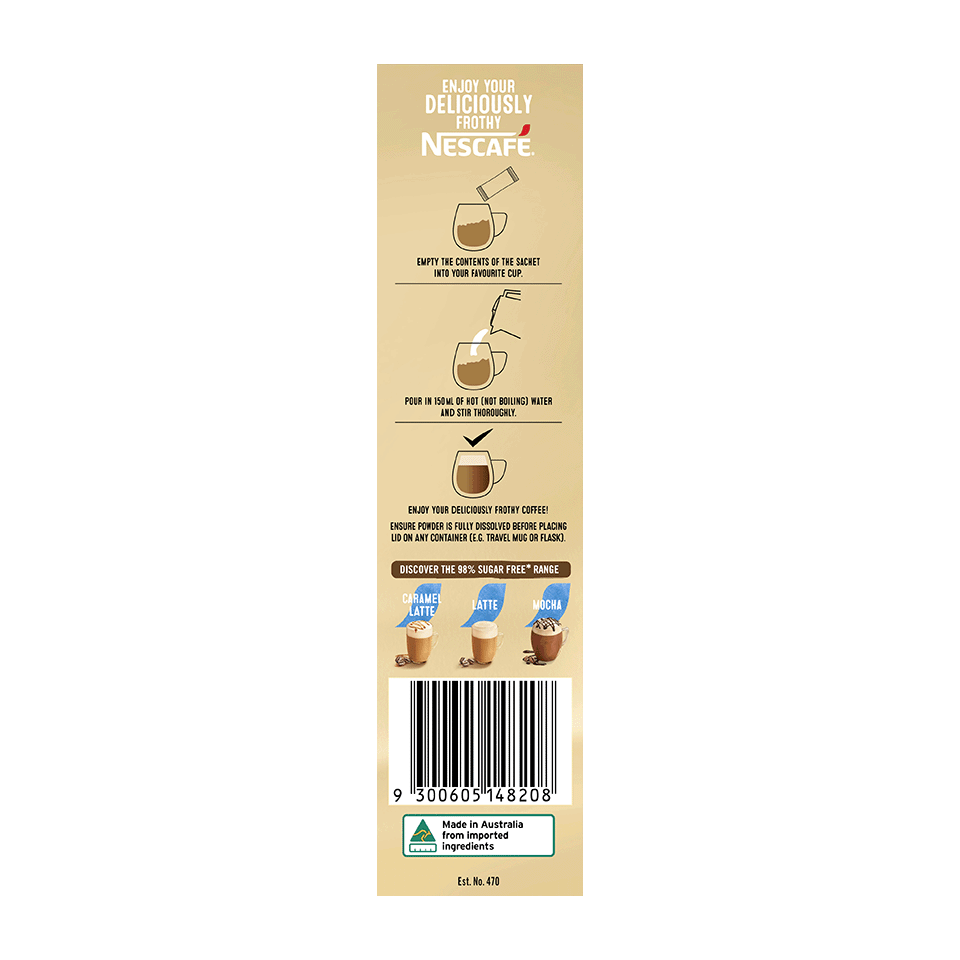 Nescafe 98% Sugar Free Vanilla Malt Latte, 10 Sachets