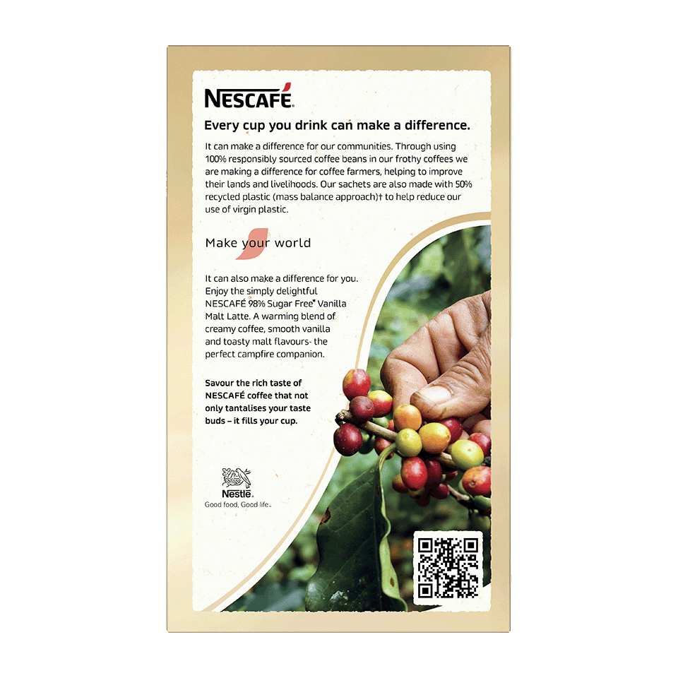 Nescafe 98% Sugar Free Vanilla Malt Latte, 10 Sachets