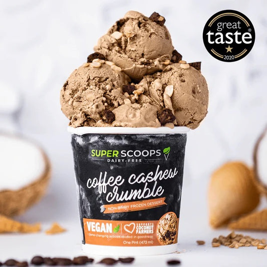 Super Scoops Coffee Cashew Crumble Vegan Ice Cream