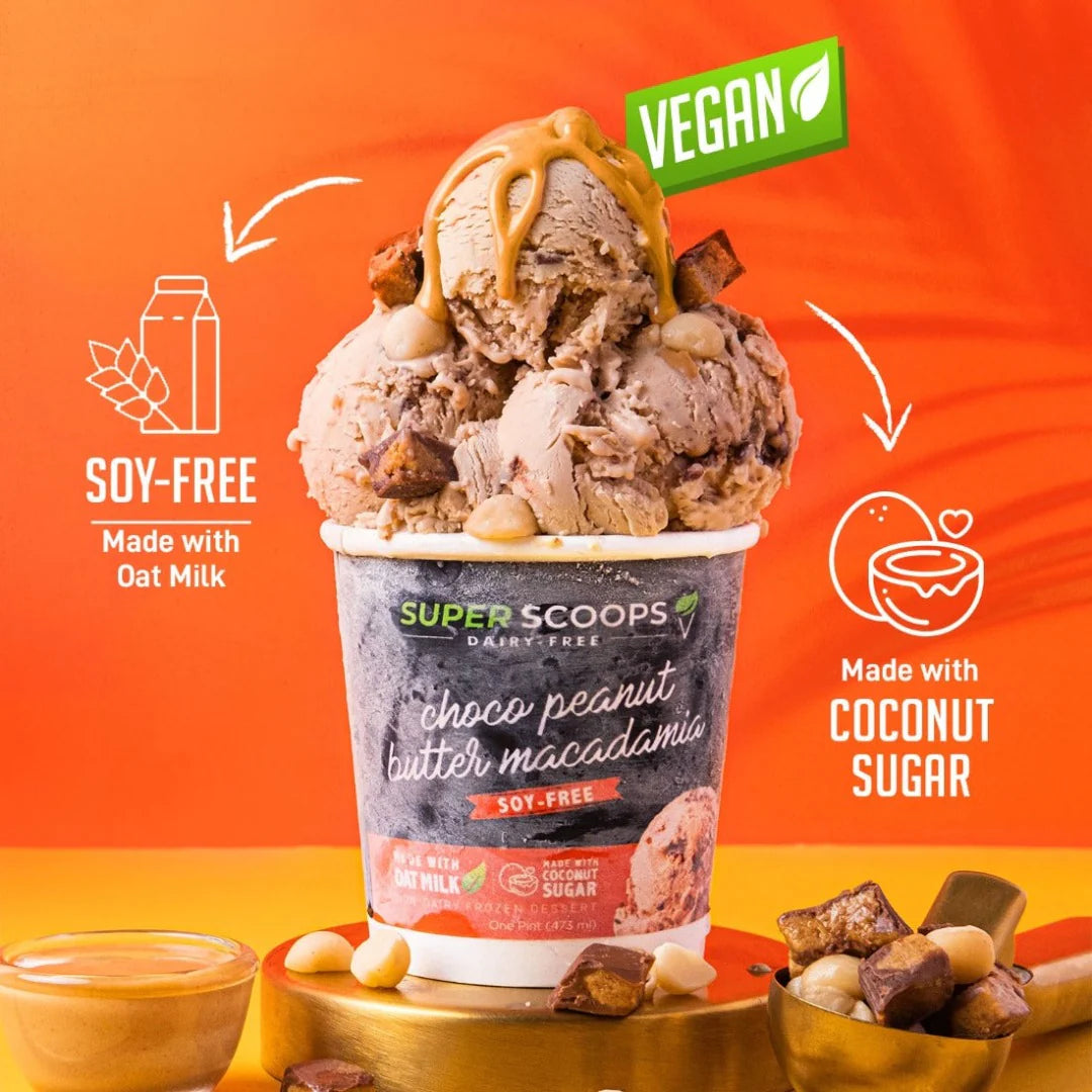 Super Scoops Choco Peanut Butter Macadamia Vegan Ice Cream